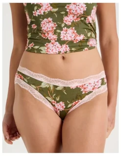 Soho Everyday Lace Bikini in Green Pink Hydrangea Print