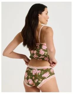 Soho Everyday Lace Boyleg in Green Pink Hydrangea Print