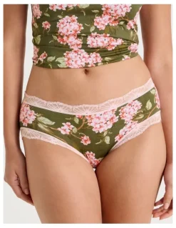 Soho Everyday Lace Boyleg in Green Pink Hydrangea Print