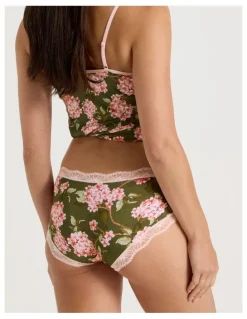 Soho Everyday Lace Boyleg in Green Pink Hydrangea Print