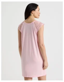 Soho Everyday Lace Short Sleeve Nightie in Pink
