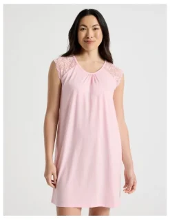 Soho Everyday Lace Short Sleeve Nightie in Pink