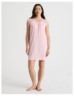 Soho Everyday Lace Short Sleeve Nightie in Pink