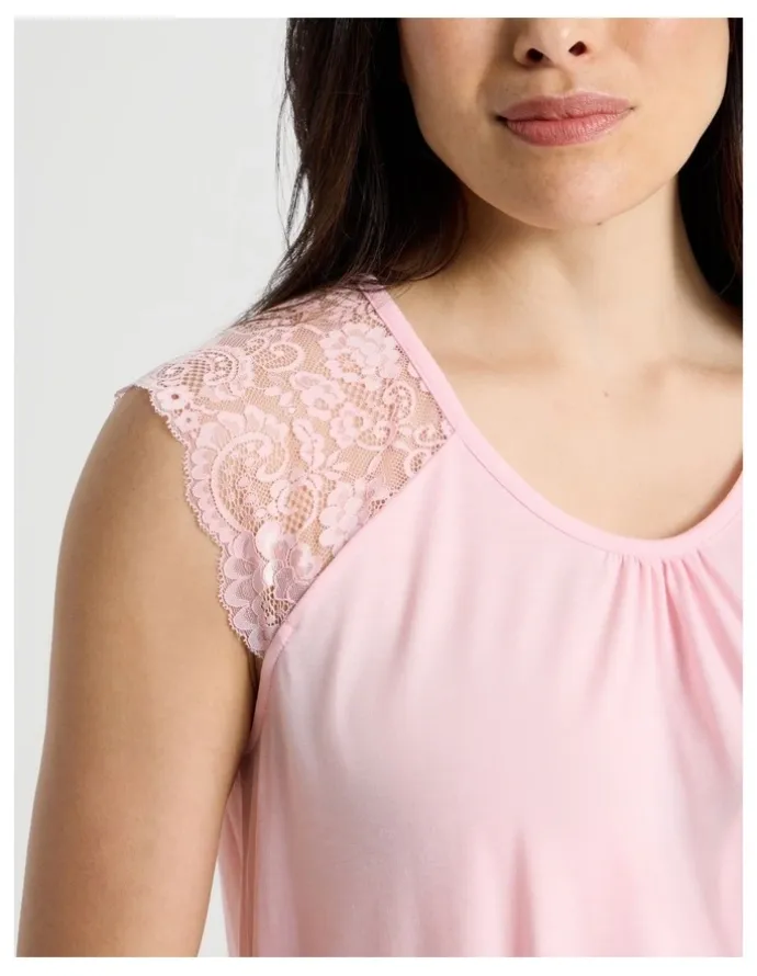Soho Everyday Lace Short Sleeve Nightie in Pink
