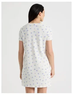 Soho Everyday Pointelle Short Sleeve Nightie in Vintage Ditsy Floral Print