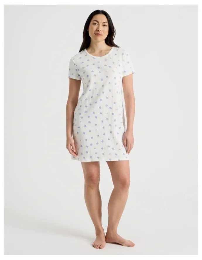 Soho Everyday Pointelle Short Sleeve Nightie in Vintage Ditsy Floral Print