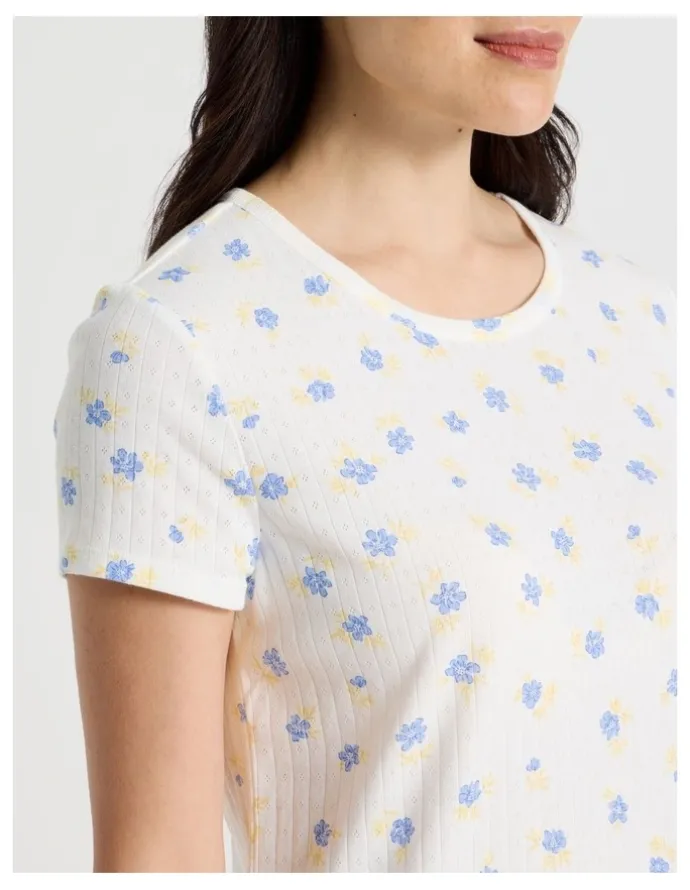 Soho Everyday Pointelle Short Sleeve Nightie in Vintage Ditsy Floral Print