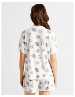Soho Everyday PVE Short Sleeve Short PJ Set in Seashells Print