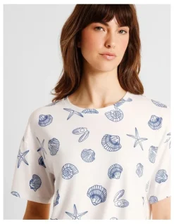 Soho Everyday PVE Short Sleeve Short PJ Set in Seashells Print