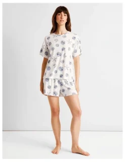 Soho Everyday PVE Short Sleeve Short PJ Set in Seashells Print