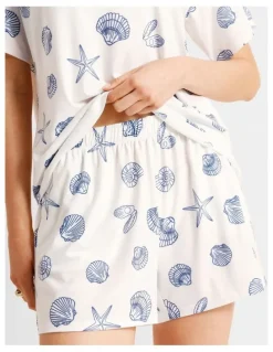 Soho Everyday PVE Short Sleeve Short PJ Set in Seashells Print