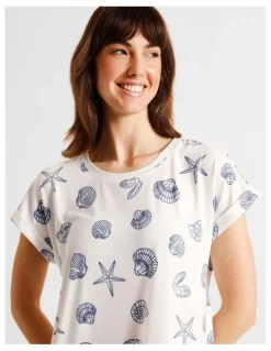 Soho Everyday PVE Short Sleeve Nightie in Seashells Print
