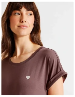Soho Everyday PVE Short Sleeve Midi Nightie in Taupe