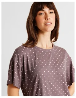 Soho Everyday PVE Short Sleeve Short PJ Set in Taupe Dots Print