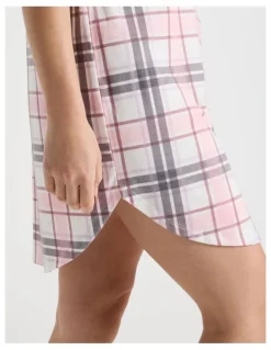 Soho Everyday Short Sleeve Nightie in Pink & Purple Check Print