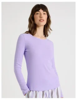 Soho Flannel Long Sleeve Knit / Flannelette Pant PJ Set in Lilac Stripe Print
