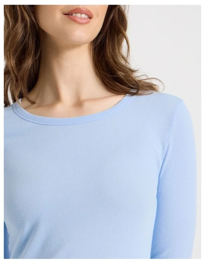 Soho Flannel Long Sleeve Knit Top & Flannelette Pant PJ Set in Blue Check Print