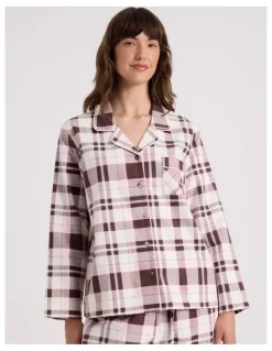 Soho Flannelette Pyjama Set in Raisin & White Check Print