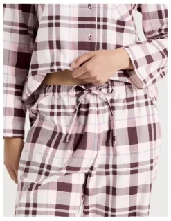 Soho Flannelette Pyjama Set in Raisin & White Check Print