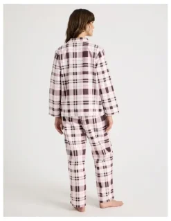 Soho Flannelette Pyjama Set in Raisin & White Check Print
