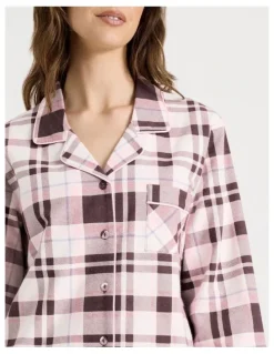 Soho Flannelette Pyjama Set in Raisin & White Check Print