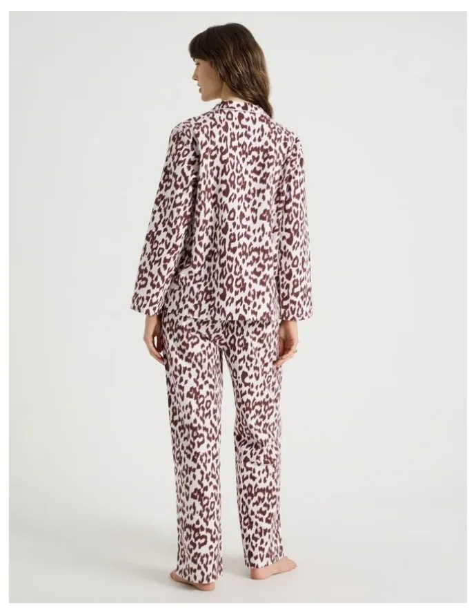 Soho Flannelette Pyjama Set in Leopard Print