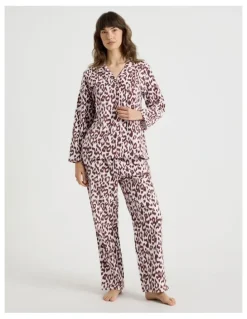 Soho Flannelette Pyjama Set in Leopard Print