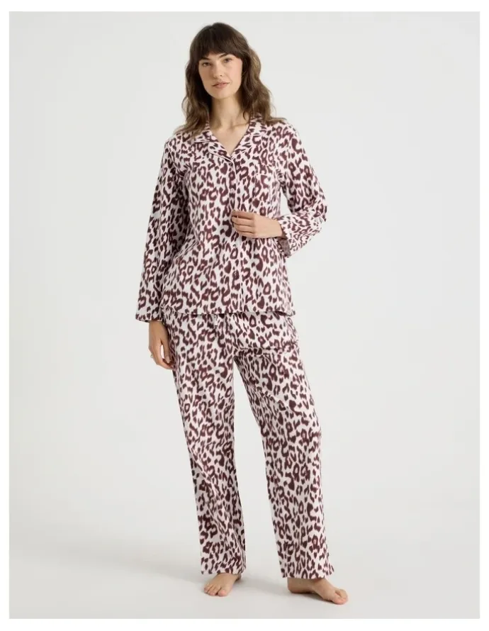 Soho Flannelette Pyjama Set in Leopard Print