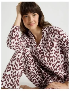 Soho Flannelette Pyjama Set in Leopard Print
