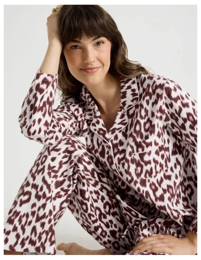 Soho Flannelette Pyjama Set in Leopard Print
