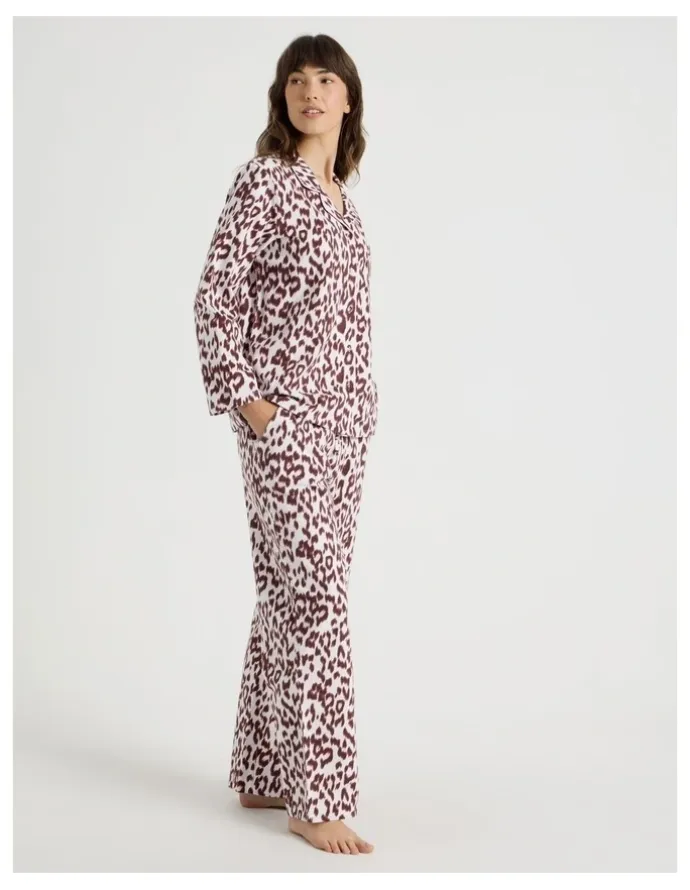 Soho Flannelette Pyjama Set in Leopard Print