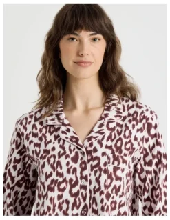 Soho Flannelette Pyjama Set in Leopard Print