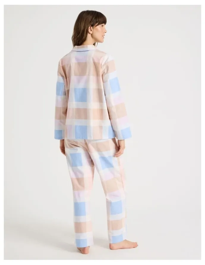 Soho Flannelette Pyjama Set in Blue Check Print