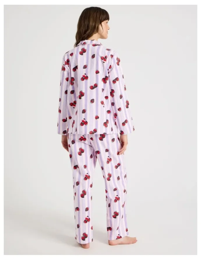 Soho Flannelette Pyjama Set in Strawberry Stripe Print