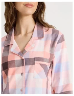 Soho Flannelette Pyjama Set in Pink Check Print
