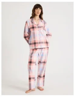 Soho Flannelette Pyjama Set in Pink Check Print