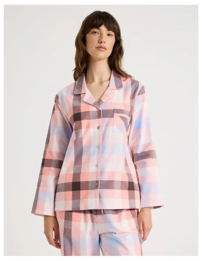 Soho Flannelette Pyjama Set in Pink Check Print