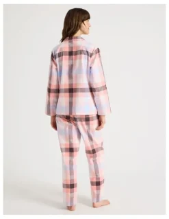 Soho Flannelette Pyjama Set in Pink Check Print