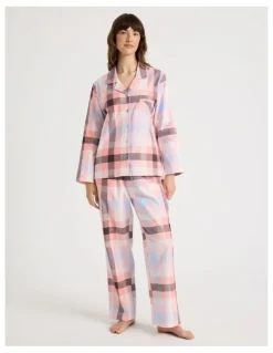Soho Flannelette Pyjama Set in Pink Check Print