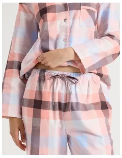 Soho Flannelette Pyjama Set in Pink Check Print