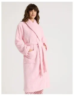Soho Fleece Long Robe in Light Pink