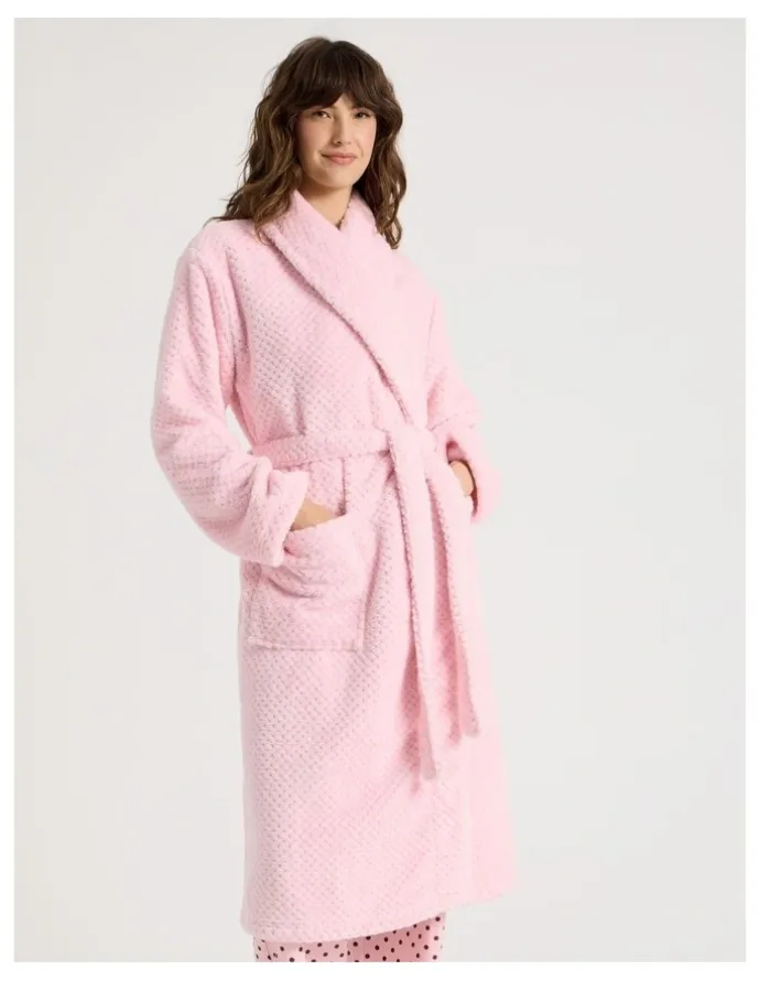 Soho Fleece Long Robe in Light Pink