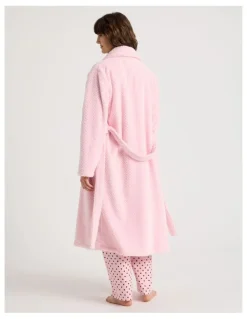 Soho Fleece Long Robe in Light Pink