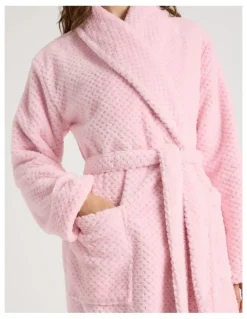 Soho Fleece Long Robe in Light Pink