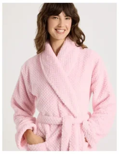 Soho Fleece Long Robe in Light Pink