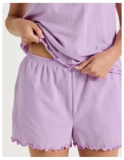 Soho Fluted Edge Short Sleeve Pyjama Set in Lilac