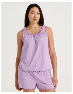 Soho Fluted Edge Short Sleeve Pyjama Set in Lilac