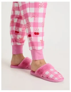 Soho Harbin Slipper in Pink Cherry/ Bow Print