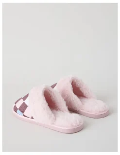 Soho Harbin Slipper in White/Pink Argyle Print