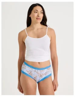 Soho Lace Full Brief in Blue Floral Stripe Print
